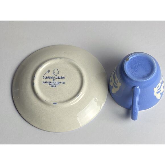 Vintage Cameoware Harker Pottery USA Demi Cup and Saucer c-3.5”x 2” s-5”t - Picture 11 of 13